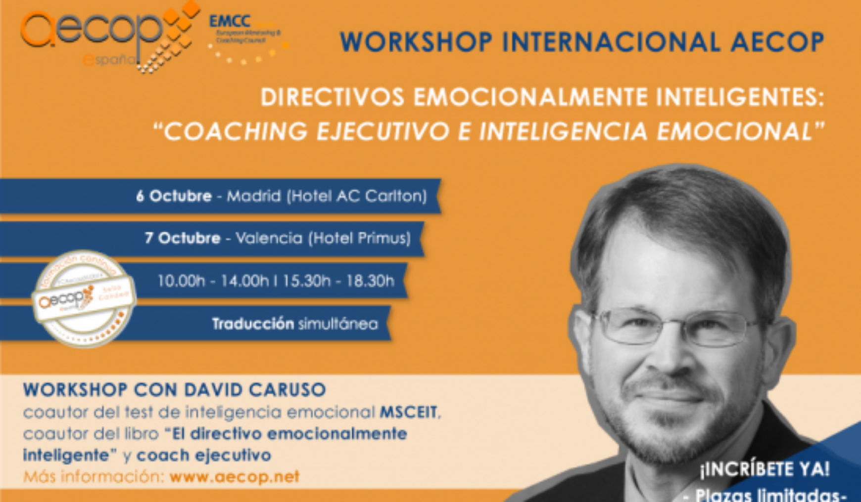 Workshop con David Caruso en Valencia el 7 de Octubre organizado por Aecop